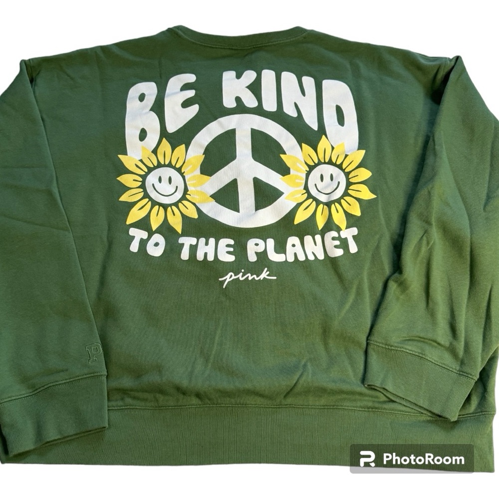 Like New PINK Oversized Sweatshirt Peace Sign Be Kind